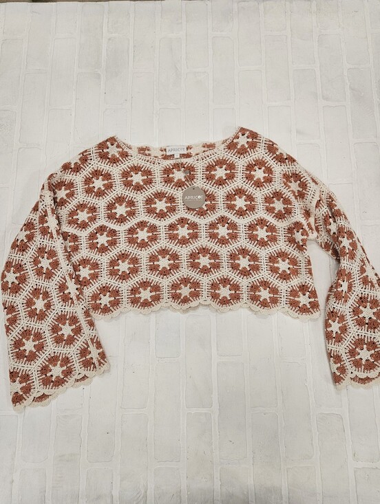 Sweaters - Cotton Blend Crochet Top